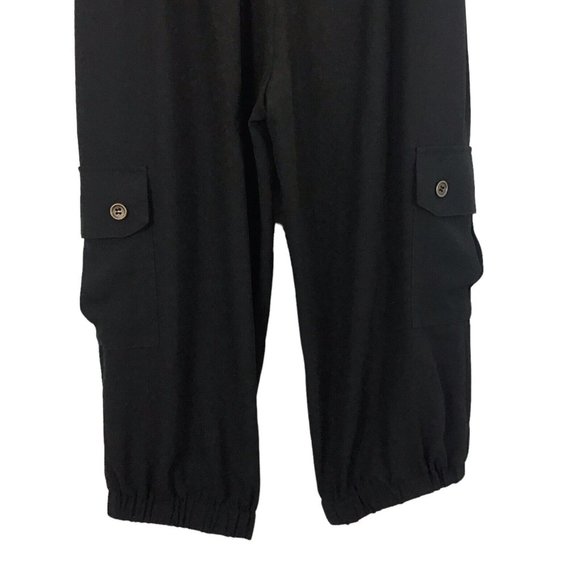 Cache Jumpsuit Romper Black Strapless Capri Cropped Cargo Pockets Y2K 90s XS - Picture 10 of 12
